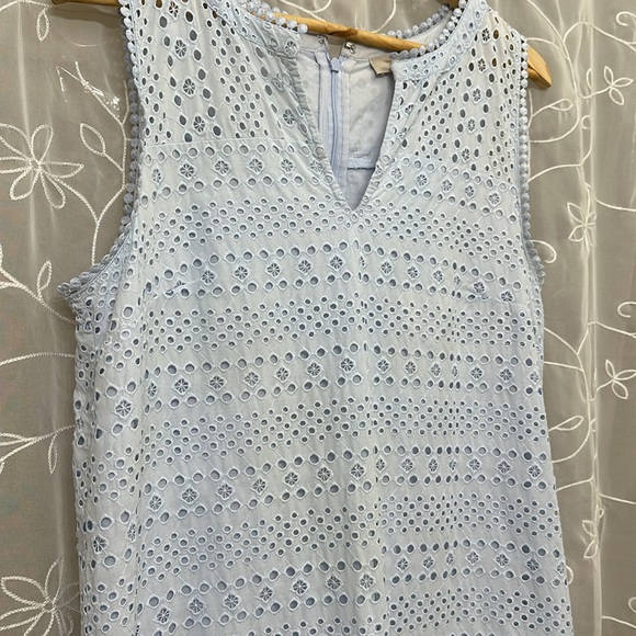 Loft ice blue eyelid lace shift dress women’s size 10. - Picture 6 of 11